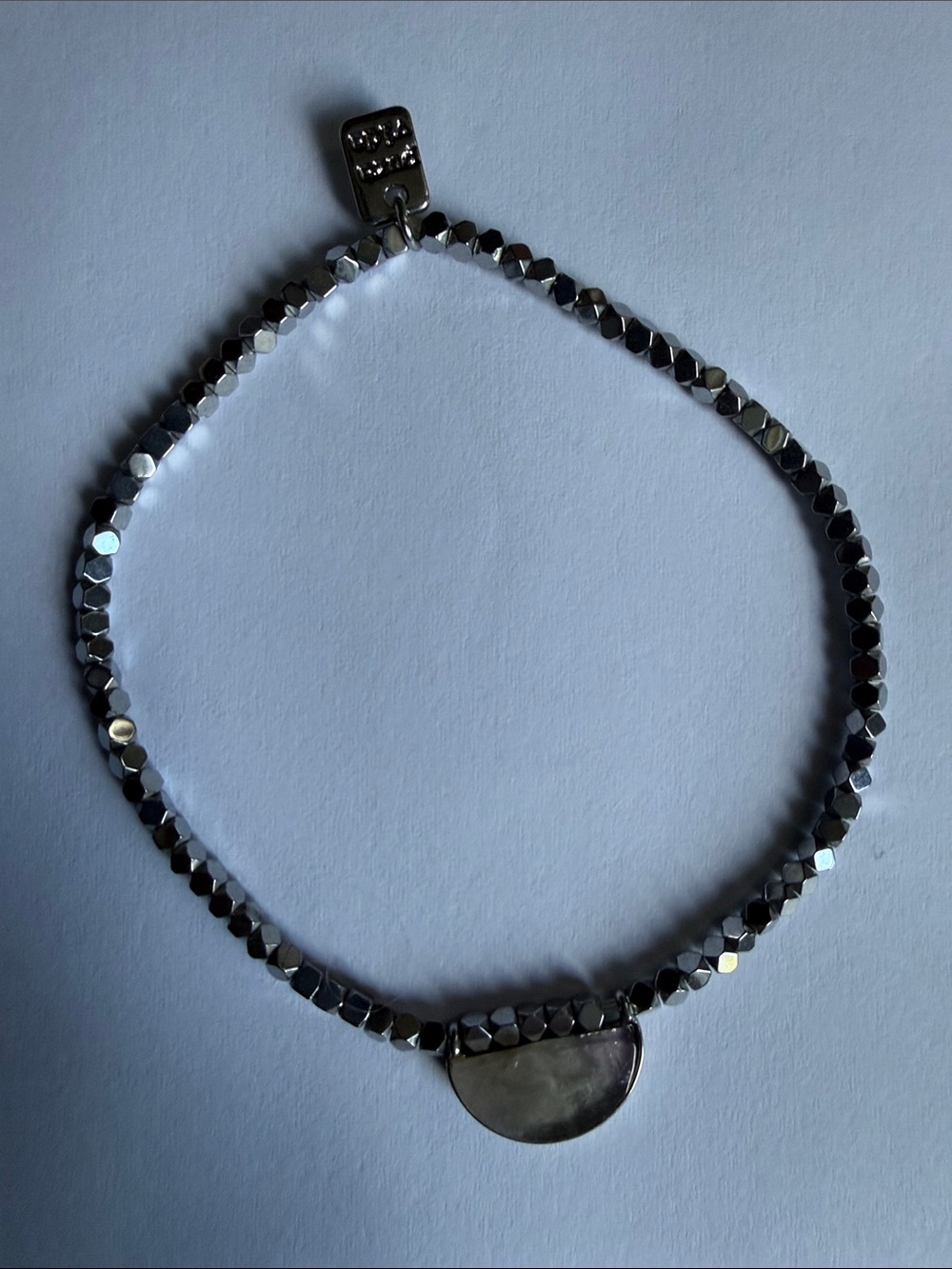 Pura Vida Silver Faceted Bead Bracelet with Crescent Charm